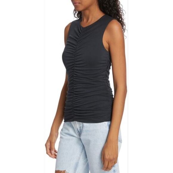 Rag & Bone Christy Ruched Tank in Black - Picture 2 of 12